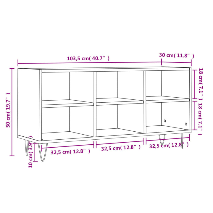 tv-bord 103,5x30x50 cm konstrueret træ sonoma-eg