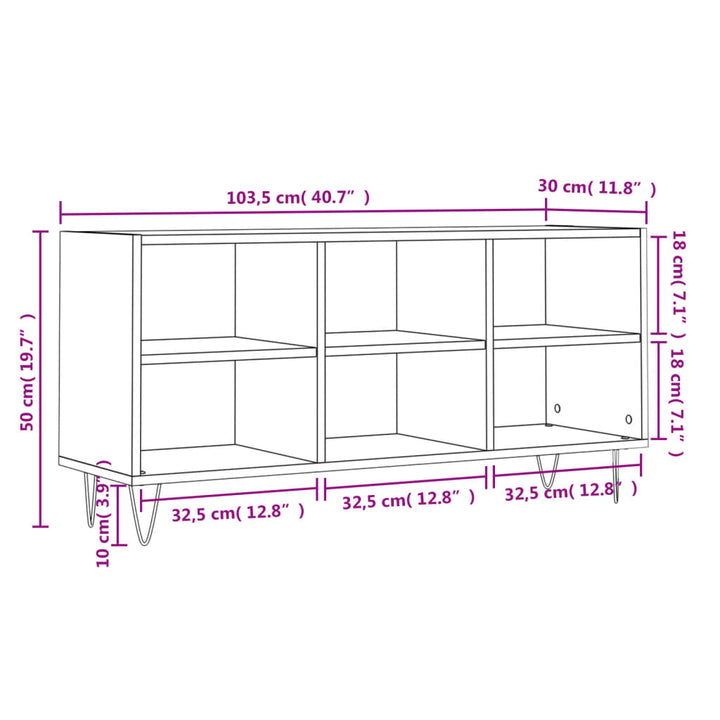 tv-bord 103,5x30x50 cm konstrueret træ røget egetræsfarve