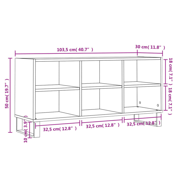 tv-bord 103,5x30x50 cm konstrueret træ hvid