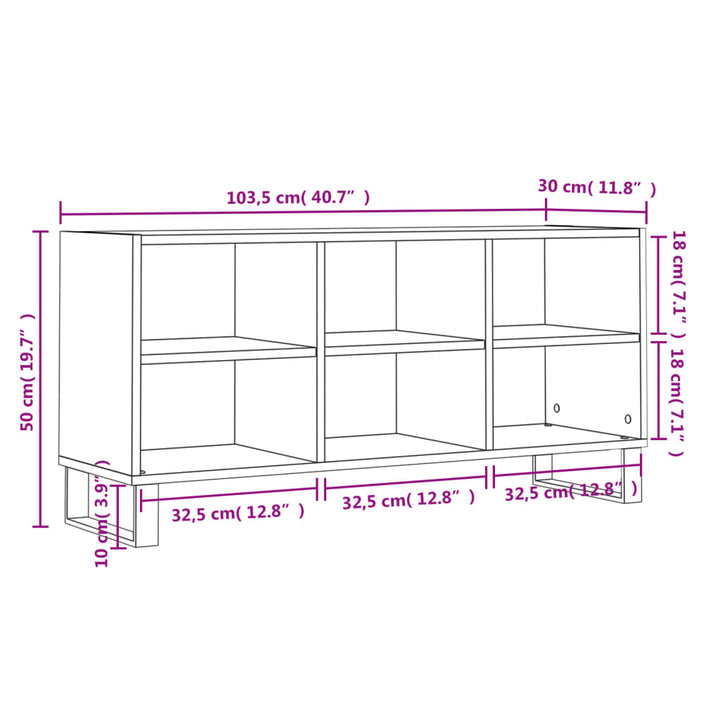 tv-bord 103,5x30x50 cm konstrueret træ sonoma-eg