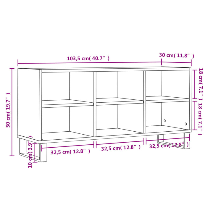 tv-bord 103,5x30x50 cm konstrueret træ røget egetræsfarve