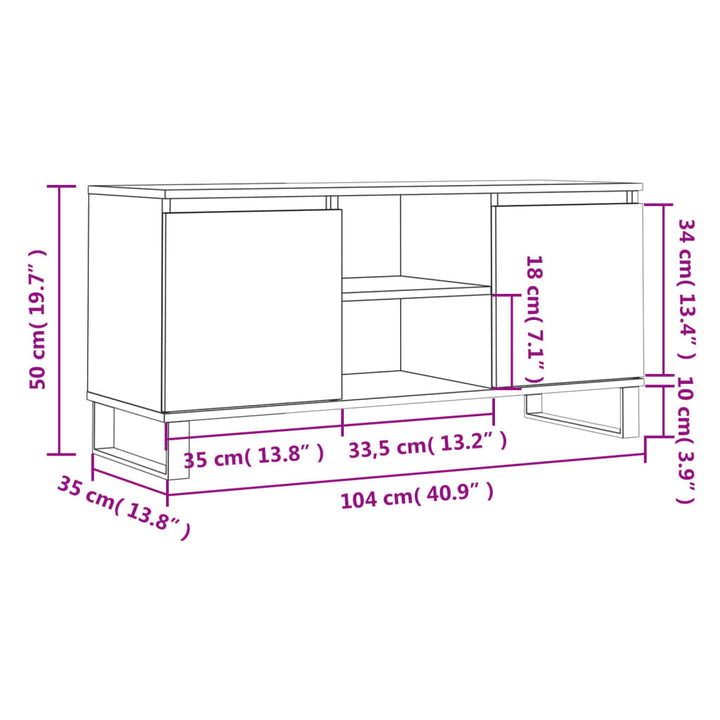 tv-bord 104x35x50 cm konstrueret træ sonoma-eg
