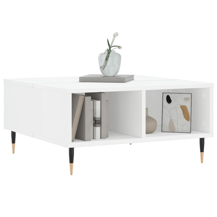 sofabord 60x60x30 cm konstrueret træ hvid højglans