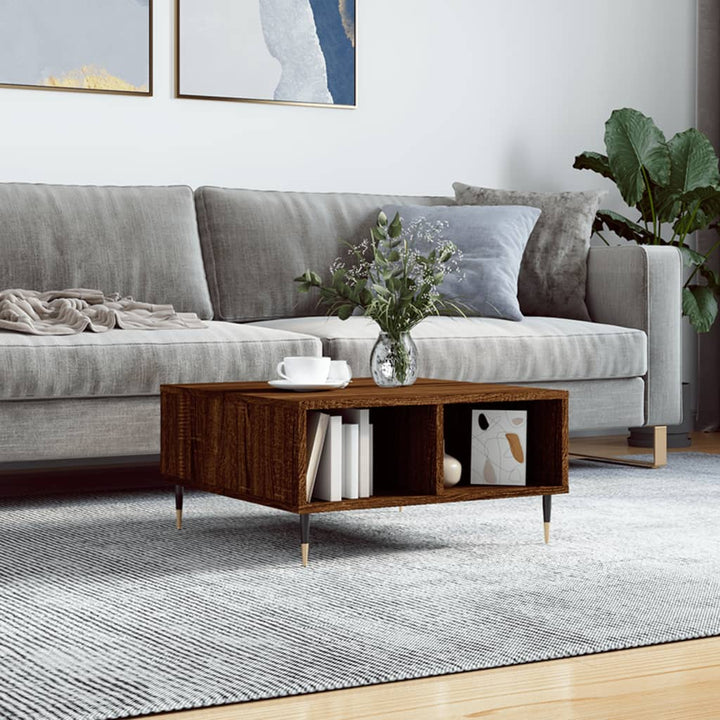 sofabord 60x60x30 cm konstrueret træ brun egetræsfarve