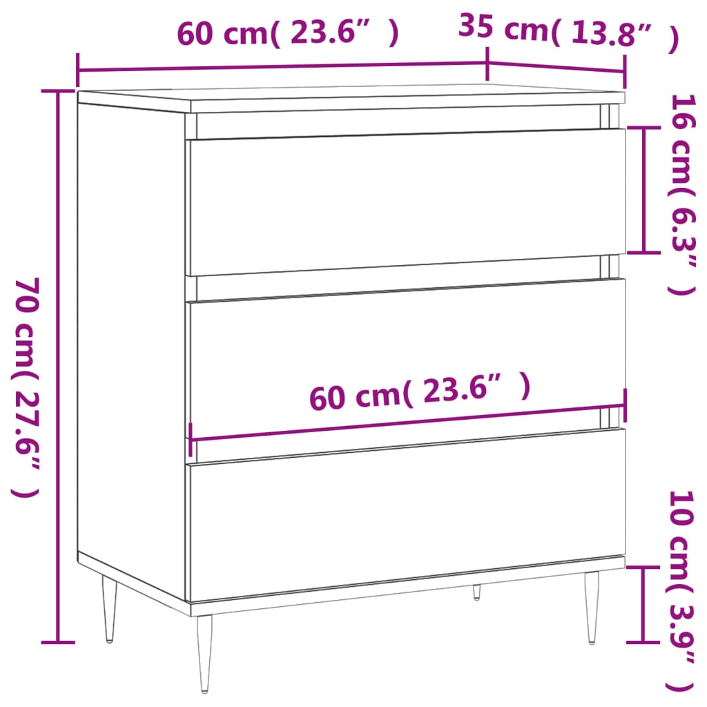 skænk 60x35x70 cm konstrueret træ sonoma-eg