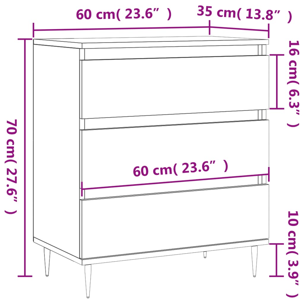 skænk 60x35x70 cm konstrueret træ grå sonoma-eg