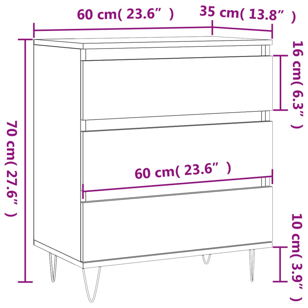 skænk 60x35x70 cm konstrueret træ sort