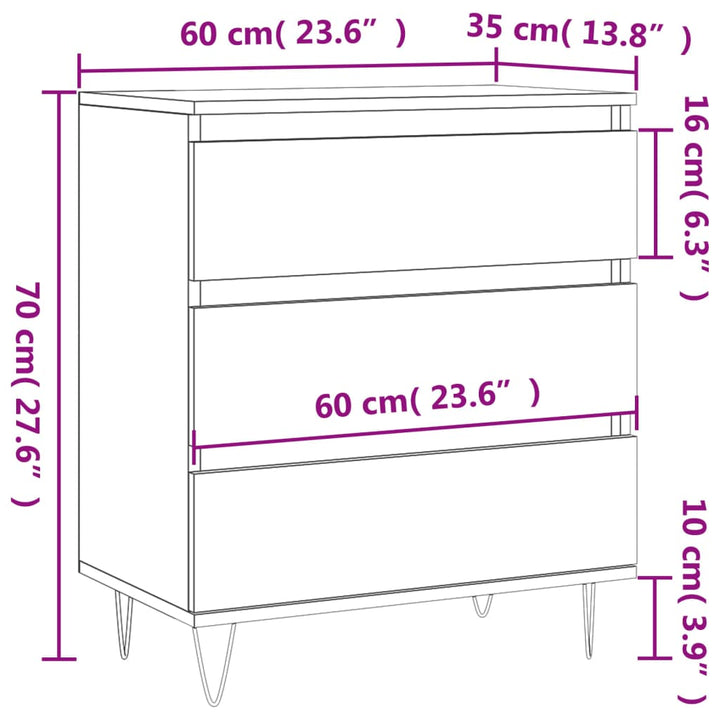 skænk 60x35x70 cm konstrueret træ sort