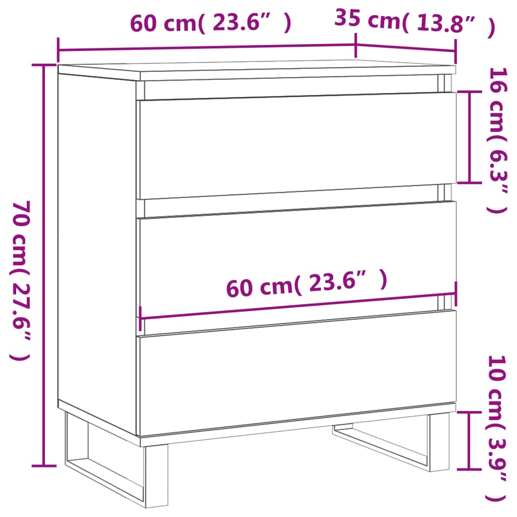 skænk 60x35x70 cm konstrueret træ røget egetræsfarve