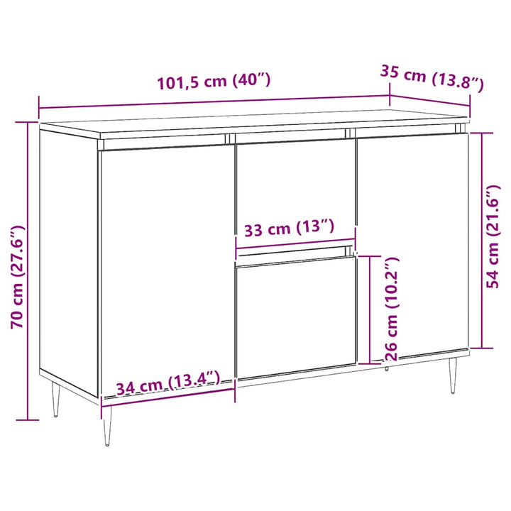 skænk 101,5x35x70 cm konstrueret træ sonoma-eg