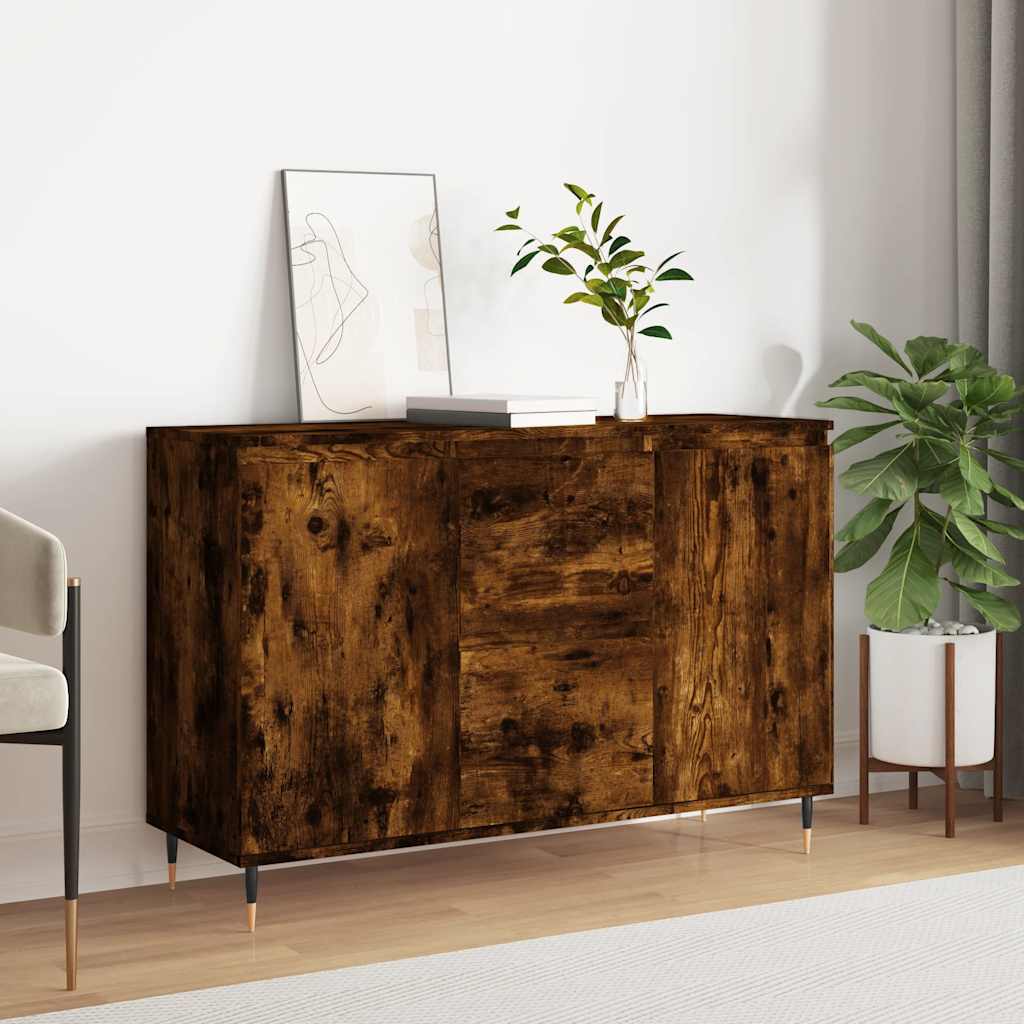 skænk 101,5x35x70 cm konstrueret træ røget egetræsfarve