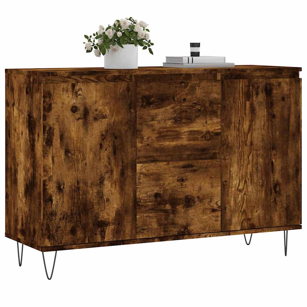 skænk 101,5x35x70 cm konstrueret træ røget egetræsfarve