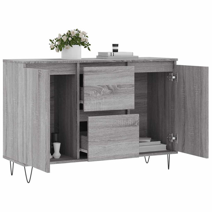 skænk 101,5x35x70 cm konstrueret træ grå sonoma-eg
