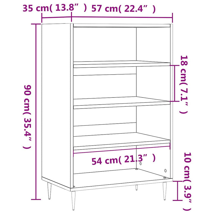 skab 57x35x90 cm konstrueret træ hvid
