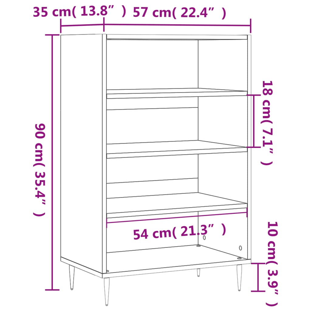 skab 57x35x90 cm konstrueret træ sonoma-eg