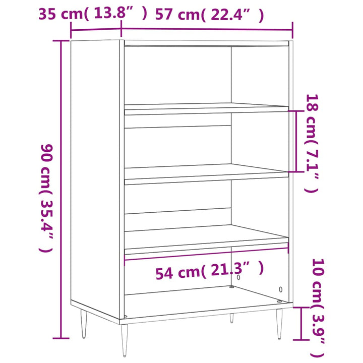 skab 57x35x90 cm konstrueret træ sonoma-eg