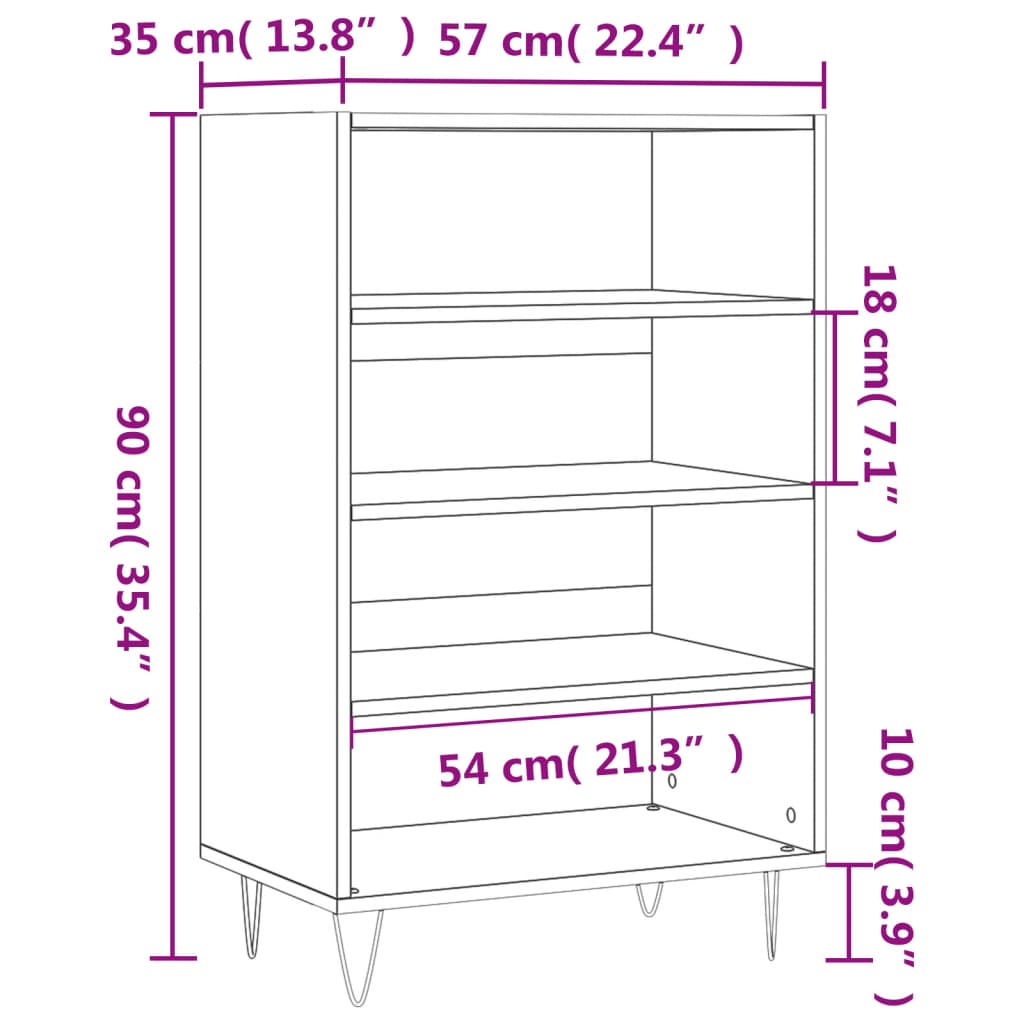 skab 57x35x90 cm konstrueret træ hvid