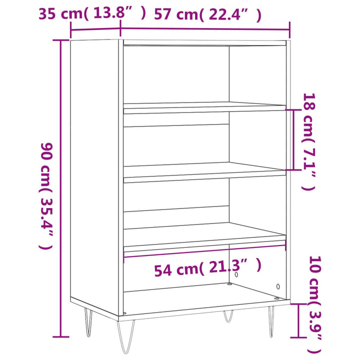 skab 57x35x90 cm konstrueret træ hvid
