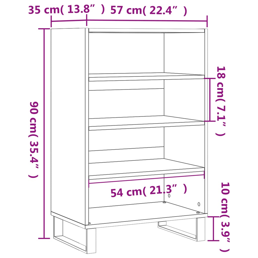 skab 57x35x90 cm konstrueret træ hvid