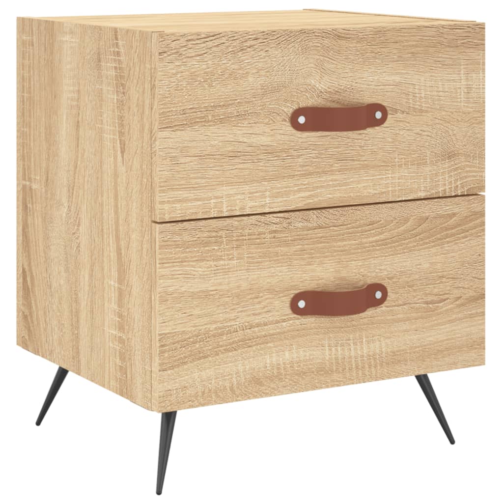 sengeborde 2 stk. 40x35x47,5 cm konstrueret træ sonoma-eg