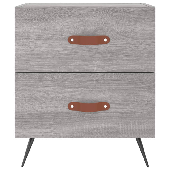 sengeborde 2 stk. 40x35x47,5 cm konstrueret træ grå sonoma-eg