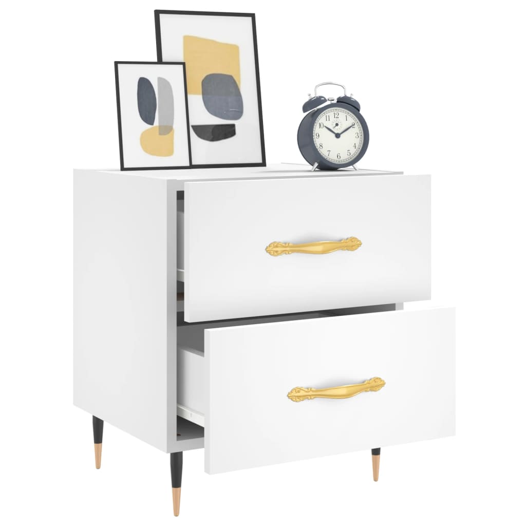 sengeborde 2 stk. 40x35x47,5 cm konstrueret træ hvid