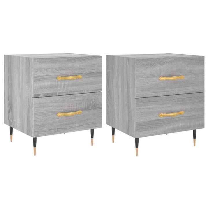 sengeborde 2 stk. 40x35x47,5 cm konstrueret træ grå sonoma-eg
