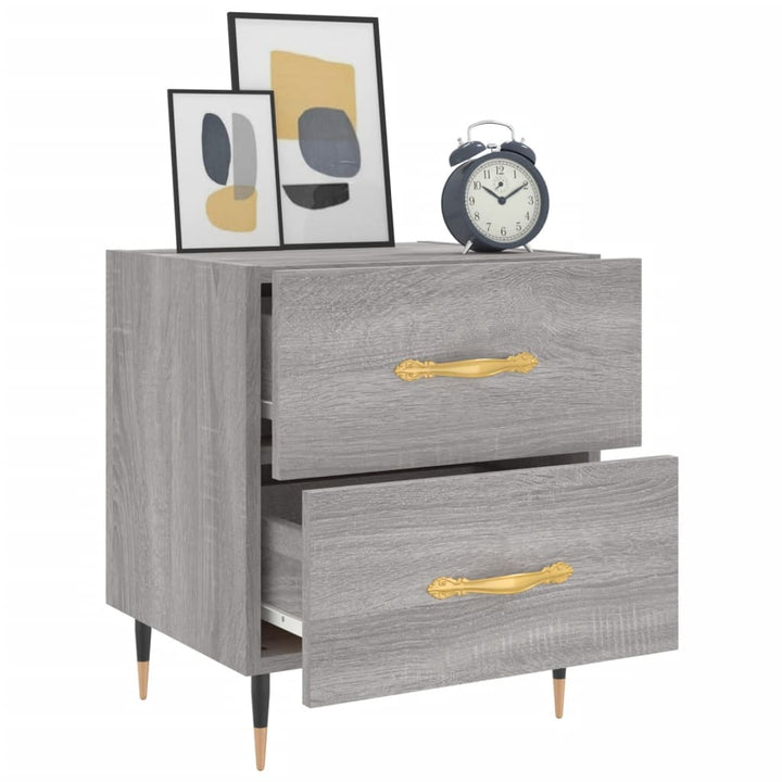 sengeborde 2 stk. 40x35x47,5 cm konstrueret træ grå sonoma-eg