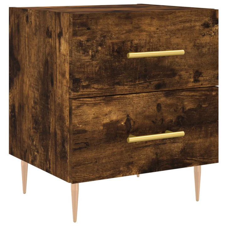 sengeborde 2 stk. 40x35x47,5 cm konstrueret træ røget egetræ