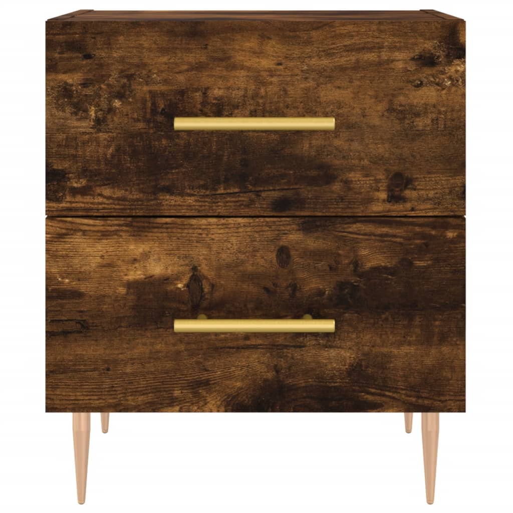 sengeborde 2 stk. 40x35x47,5 cm konstrueret træ røget egetræ