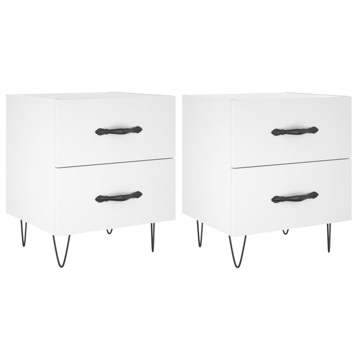 sengeborde 2 stk. 40x35x47,5 cm konstrueret træ hvid