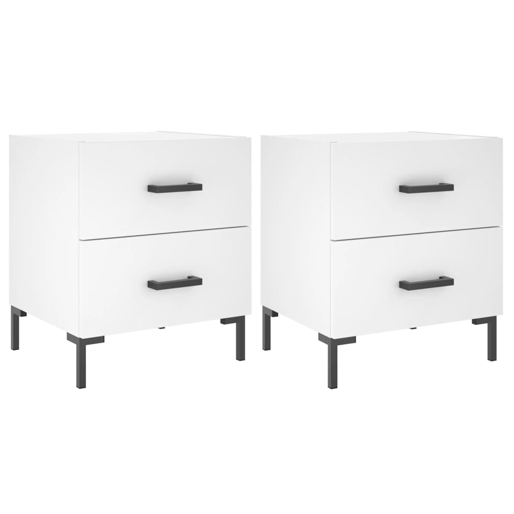 sengeborde 2 stk. 40x35x47,5 cm konstrueret træ hvid