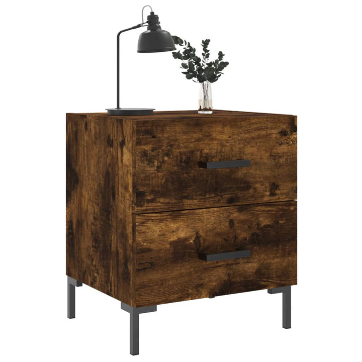 sengeborde 2 stk. 40x35x47,5 cm konstrueret træ røget egetræ