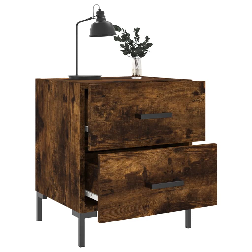 sengeborde 2 stk. 40x35x47,5 cm konstrueret træ røget egetræ