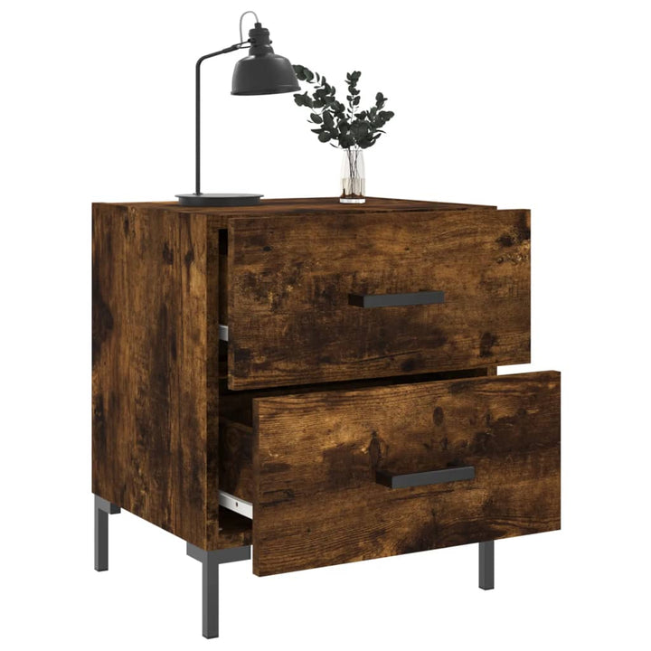 sengeborde 2 stk. 40x35x47,5 cm konstrueret træ røget egetræ