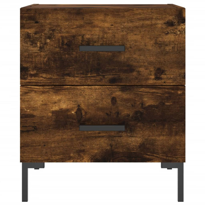 sengeborde 2 stk. 40x35x47,5 cm konstrueret træ røget egetræ