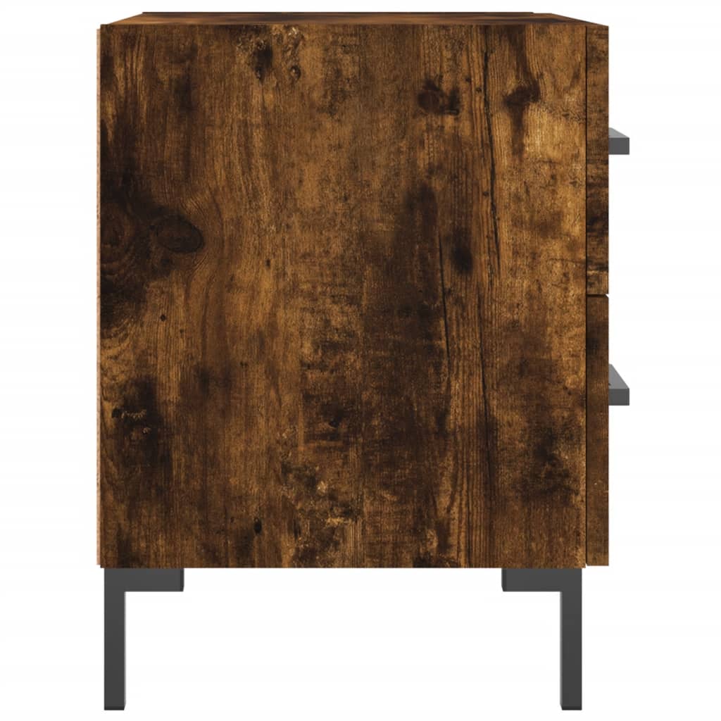 sengeborde 2 stk. 40x35x47,5 cm konstrueret træ røget egetræ