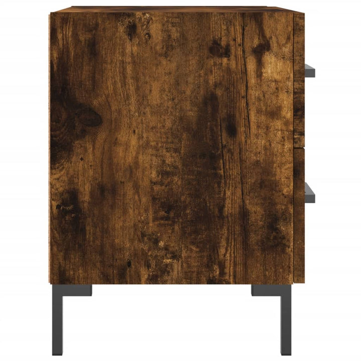 sengeborde 2 stk. 40x35x47,5 cm konstrueret træ røget egetræ