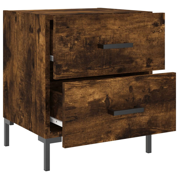 sengeborde 2 stk. 40x35x47,5 cm konstrueret træ røget egetræ