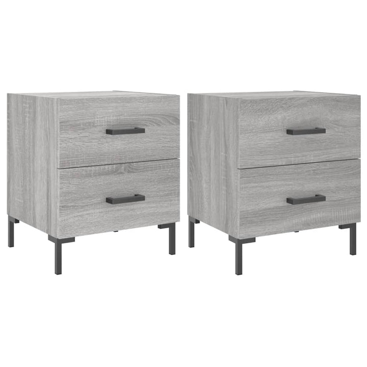 sengeborde 2 stk. 40x35x47,5 cm konstrueret træ grå sonoma-eg