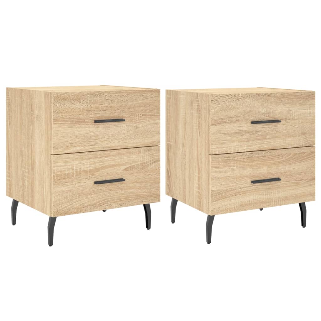 sengeborde 2 stk. 40x35x47,5 cm konstrueret træ sonoma-eg