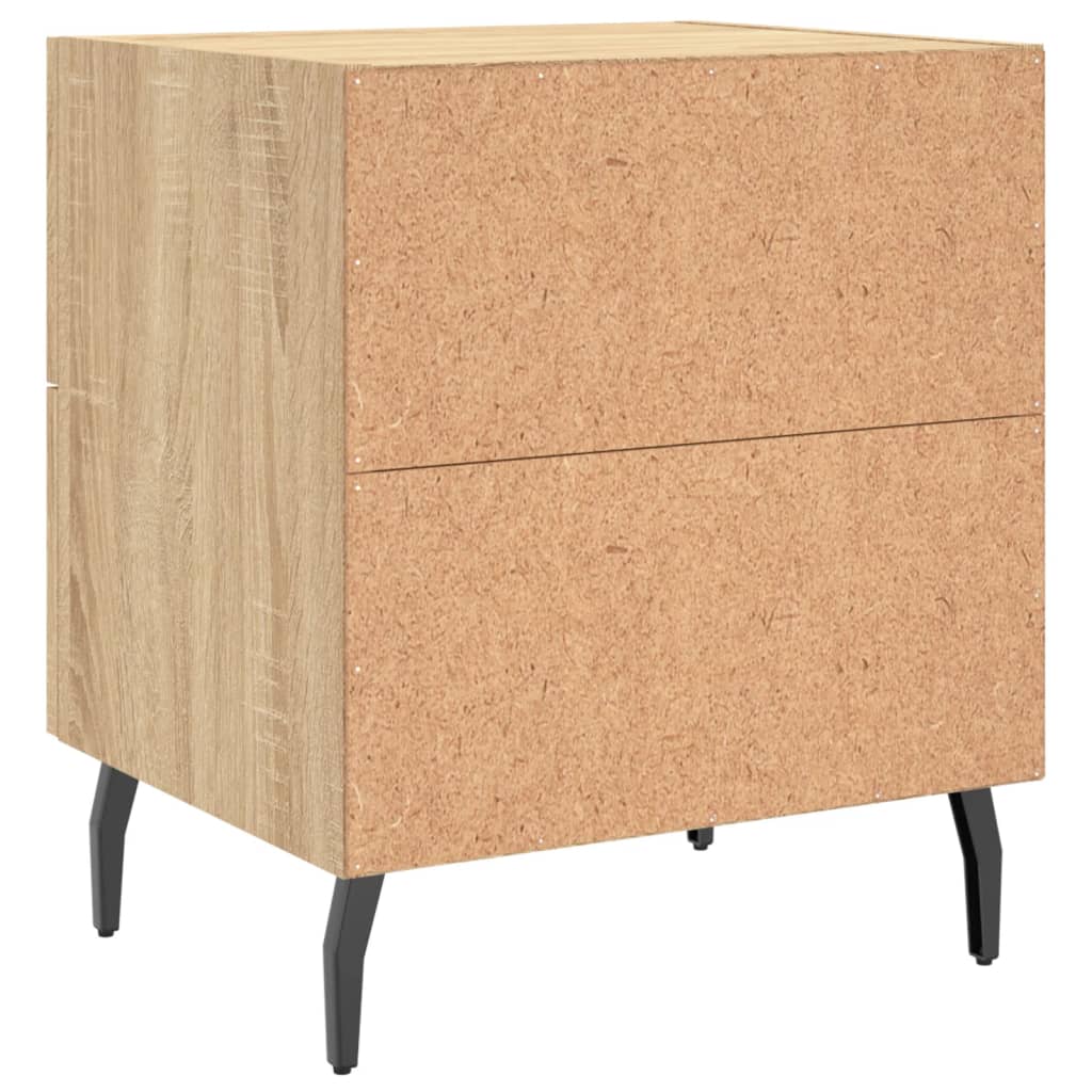 sengeborde 2 stk. 40x35x47,5 cm konstrueret træ sonoma-eg