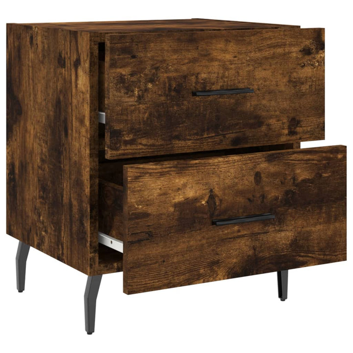 sengeborde 2 stk. 40x35x47,5 cm konstrueret træ røget egetræ