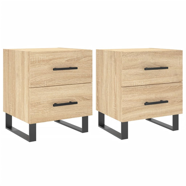 sengeborde 2 stk. 40x35x47,5 cm konstrueret træ sonoma-eg