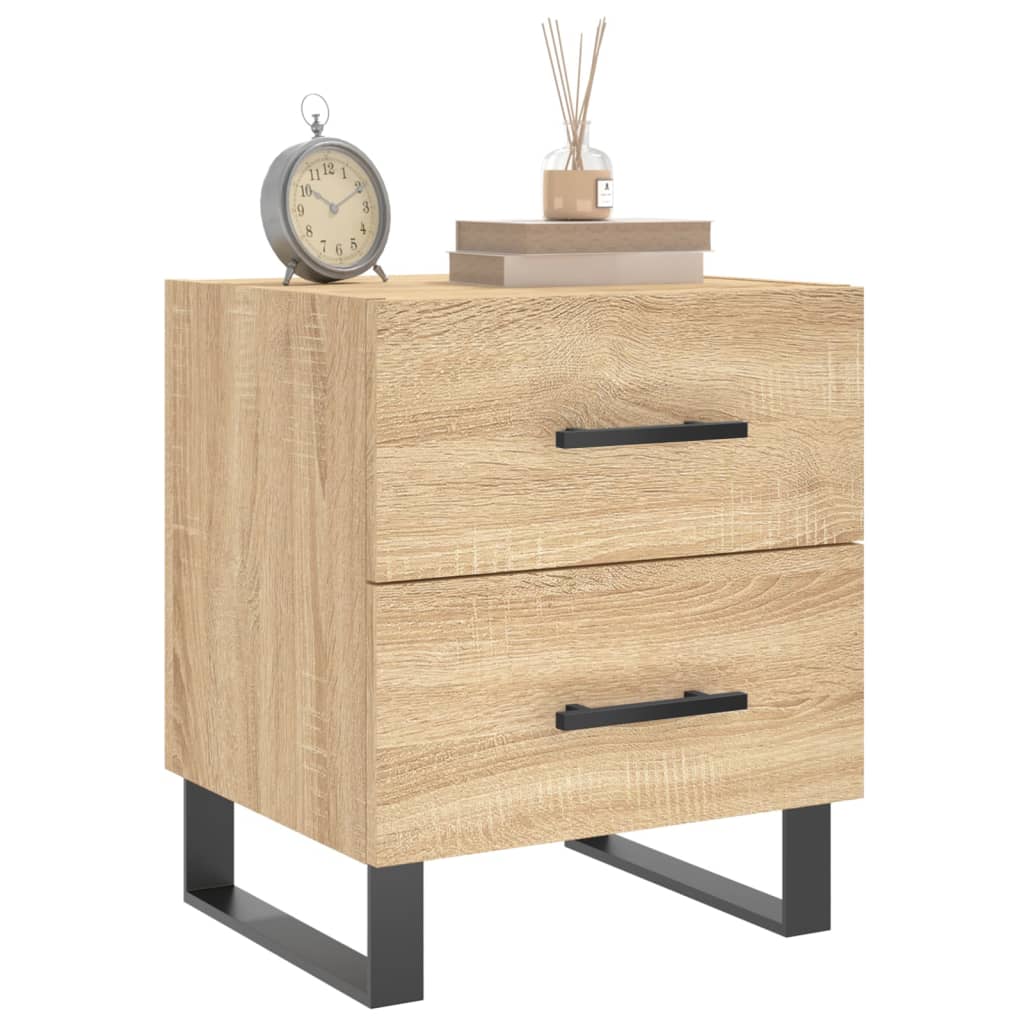 sengeborde 2 stk. 40x35x47,5 cm konstrueret træ sonoma-eg
