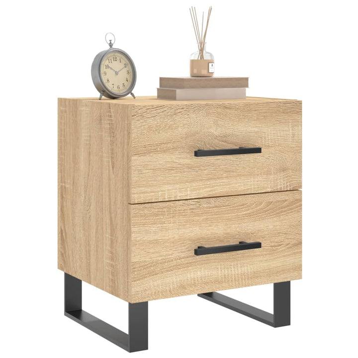 sengeborde 2 stk. 40x35x47,5 cm konstrueret træ sonoma-eg