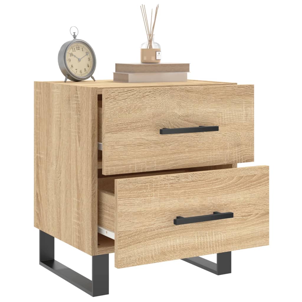 sengeborde 2 stk. 40x35x47,5 cm konstrueret træ sonoma-eg