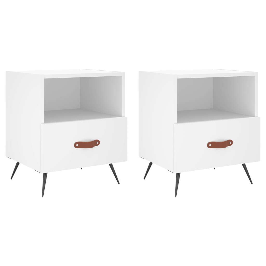 sengeborde 2 stk. 40x35x47,5 cm konstrueret træ hvid
