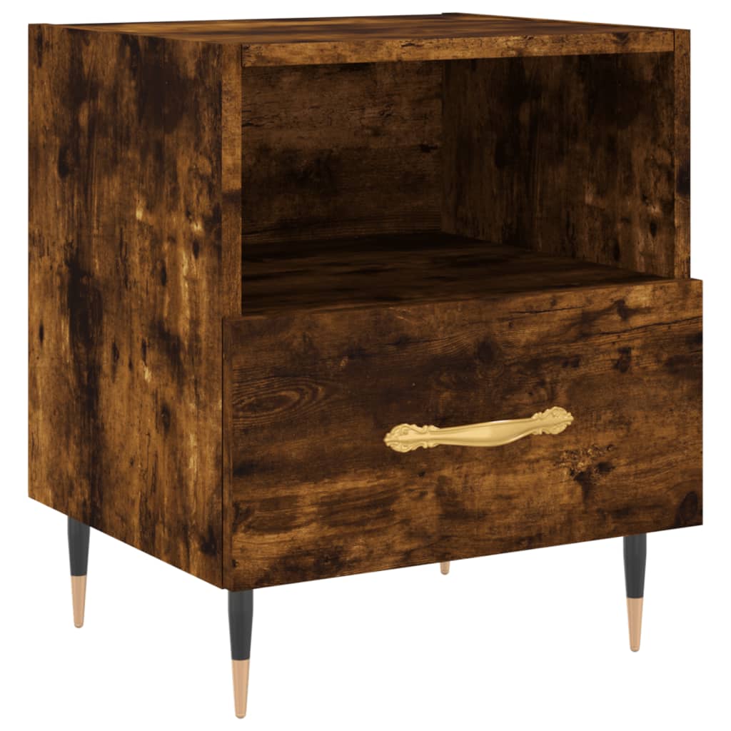 sengebord 40x35x47,5 cm konstrueret træ røget egetræ