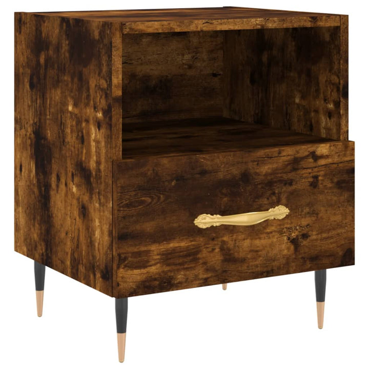 sengeborde 2 stk. 40x35x47,5 cm konstrueret træ røget egetræ